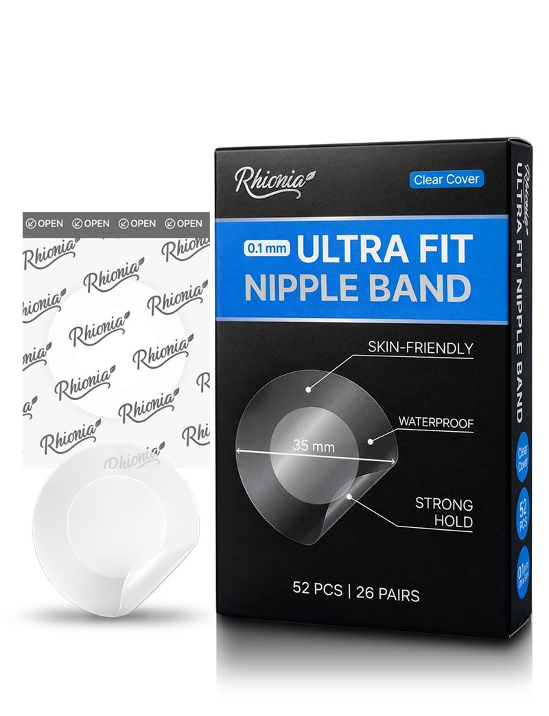 Rhionia Ultra-Fit Men Nipple Covers, 0.1mm Thin Silicone Nipple Tape for Running & Workout, Waterproof Anti-Chafing, 52 Count