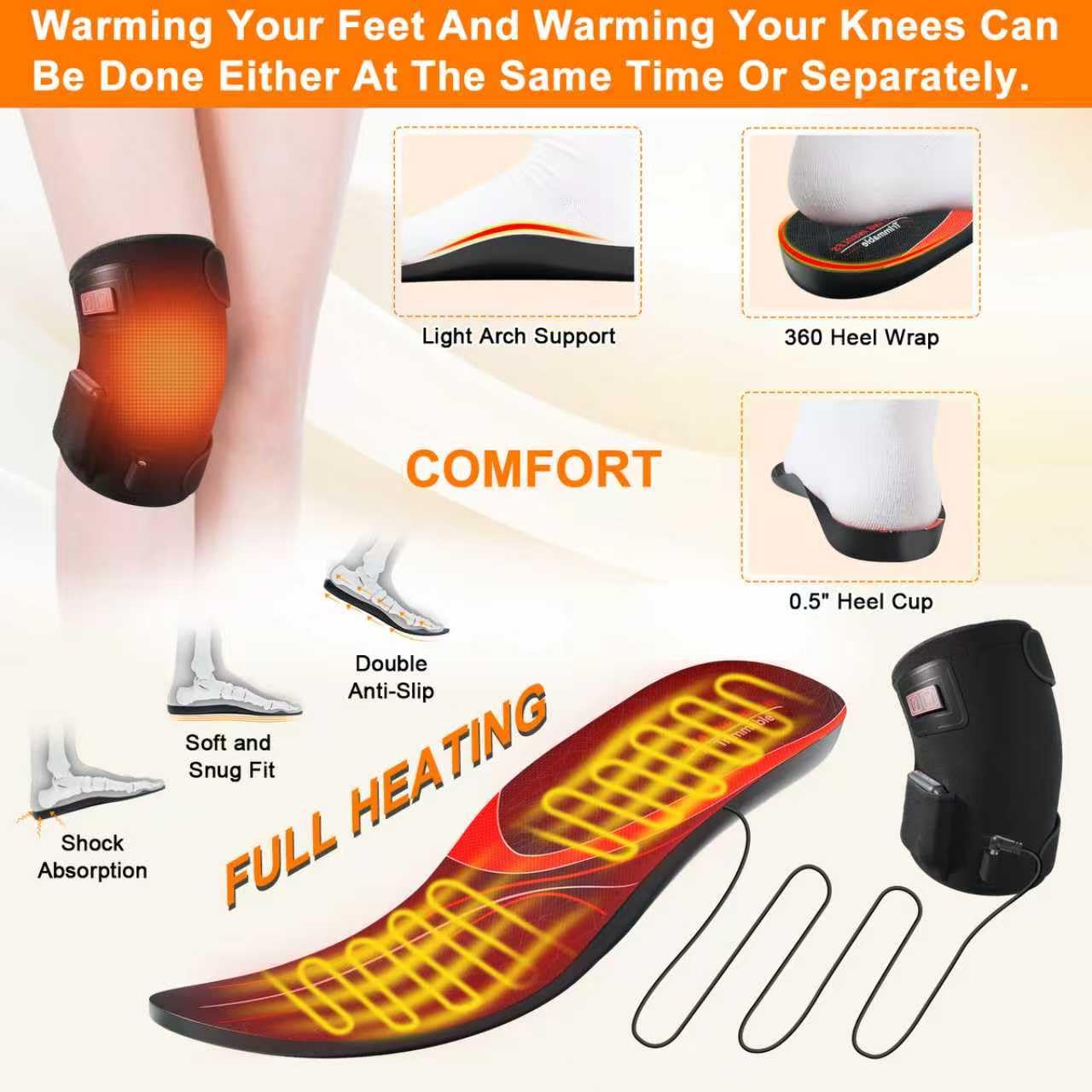 Heated Insoles, Kamlif 7.4V Rechargeable Foot Warmers, Heated Shoe Inserts Winter Thermal Soles for Men and Women, Skiing, Hunting, Hiking, Camping Outdoor Sports