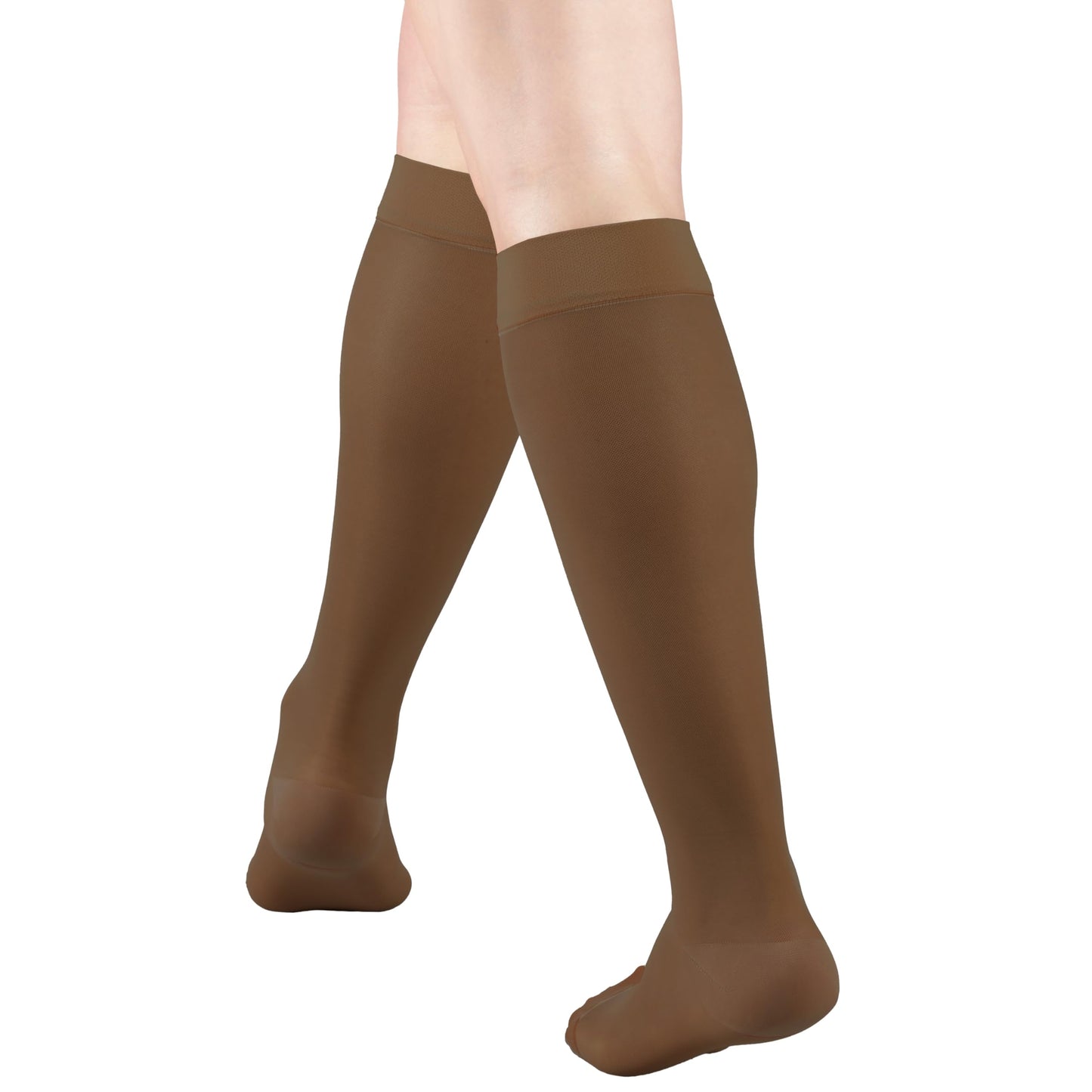 Truform Sheer Compression Stockings, 15-20 mmHg, Women's Knee High Length, 20 Denier, Espresso, Medium