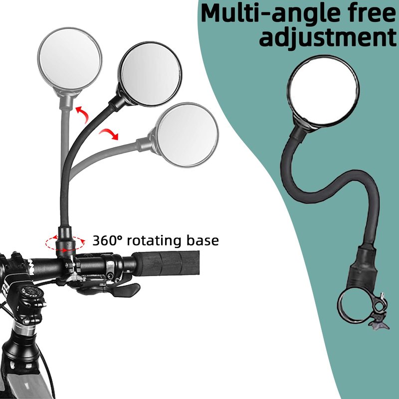 YISUGOOC Bike Mirror With Bike Bell 360° Adjustable HD Convex Handlebar Mirror Anti-Scratch Riding Mirrors (2* Mirror + 1* Bell)