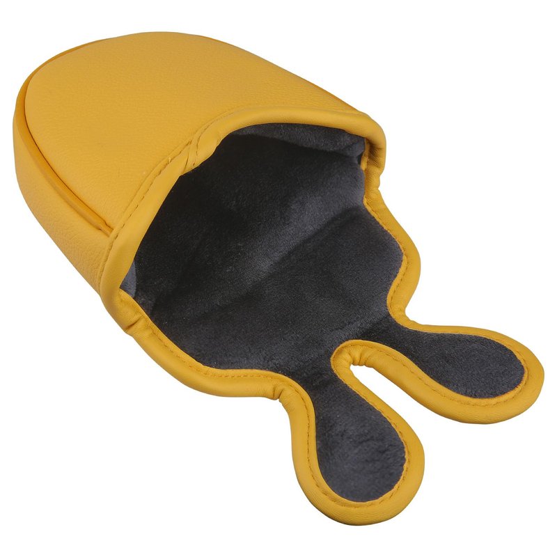 Golf Club Mallet Center Shaft Putter Head Cover Soft Leather with Embroidery Magnetic Closure (Yellow)