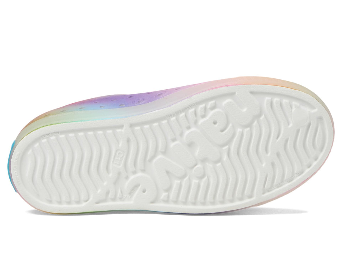 Native Shoes Unisex-Kids Jefferson Print Sneakers, Shell White/Translucent/Rainbow Blur, 11 Little Kid