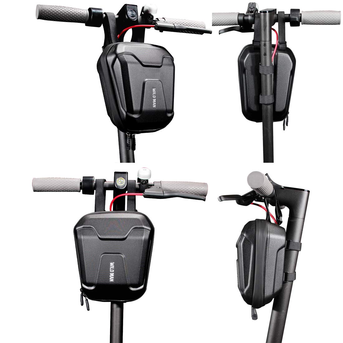 MOZOWO Scooter Storage Bag, Rainproof Electric Scooter Handlebar Bag, Hard Shell Front Bag Fit for Carrying Charger Tools, Repair Tools, 2.5L Large Capacity for Kick Scooters Folding Bikes