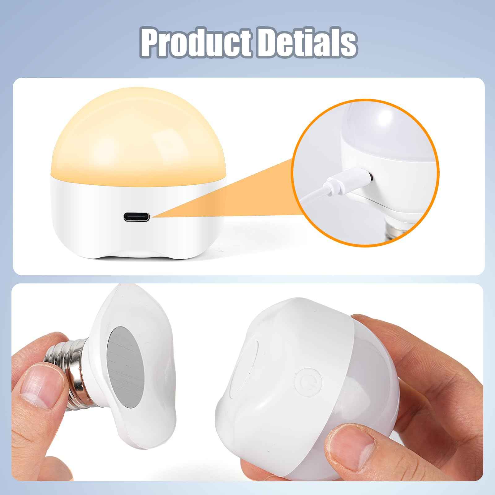 LUSKLLI Rechargeable Light Bulb,LED Portable Bulb with Remote Control, Timer, Battery and 3 Color Temperatures Backup Emergency Bulb for Sconces and Bedside Lamps Non-Hardwired Fixture(2 Packs)