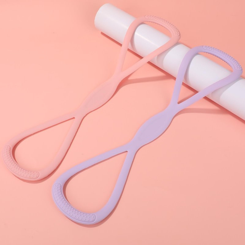 2pcs Figure 8 Shaped Exercise Resistance Bands, Silicone Pink Purple Home Workout Resistance Elastic Bands with Handles for Gym Yoga Back Shoulder Fitness Stretch Equipment(15LB/6,8KG, 25LB/11,34KG)