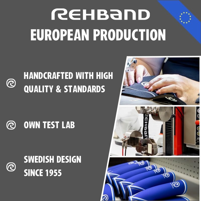 Rehband 7mm Power Max Knee Compression Sleeve for Strength Sports, Competition Grade, Neoprene Knee Sleeves for Bodybuilding & Heavy Powerlifting, Colour:Carbon/Black - 1 Pair, Size:Large