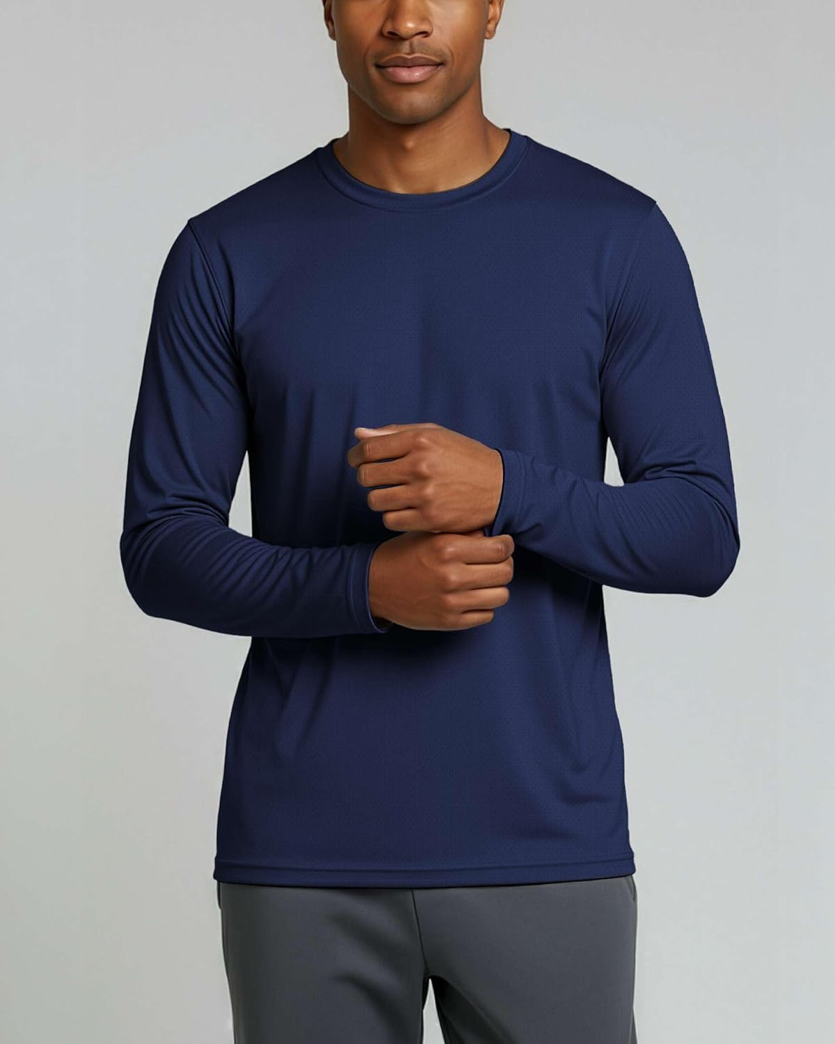 Real Essentials Men's Quick-Dry Athletic Long Sleeve T-Shirt - UPF SPF UV Protection | 3 & 5 Pack Available in Big & Tall