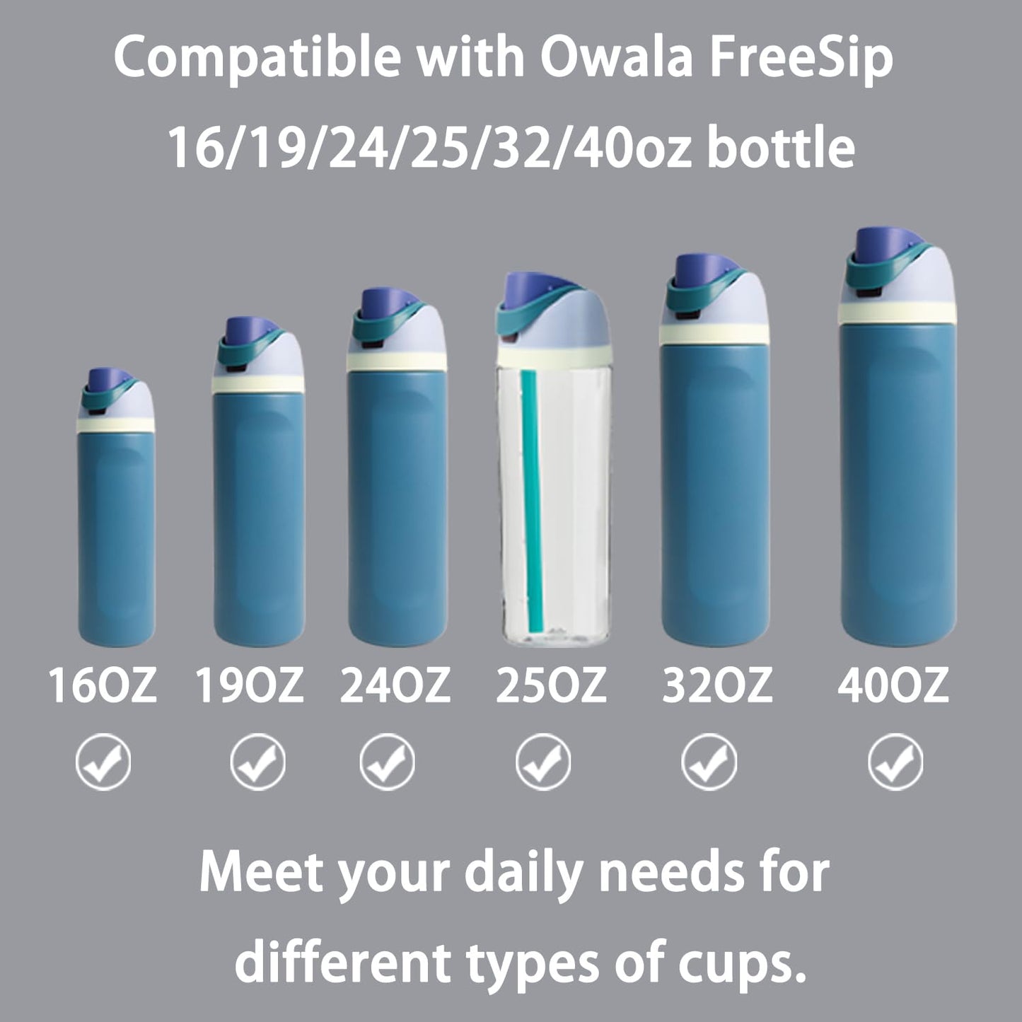 NebkDask 5pcs Replacement Stopper Compatible with Owala FreeSip 24oz 32oz, Water Bottle Top Lid Gasket for Owala 16/24/32/40oz Seal Bottle Cap Mouth Stopper Part Silicone Plug Accessories BPA-Free