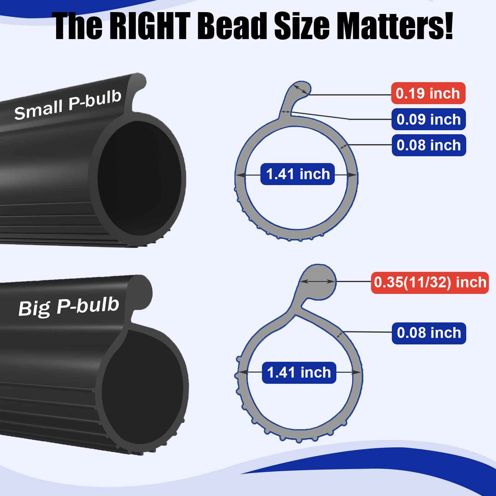 Symyda Garage Door Seal P Bulb – 10.2Ft Flexible Weatherproof TPE Seal for Drafts, Noise Reduction and Saves Energy, Easy DIY Installation, Temperature Resistant, Fits Single Channel Garage Door