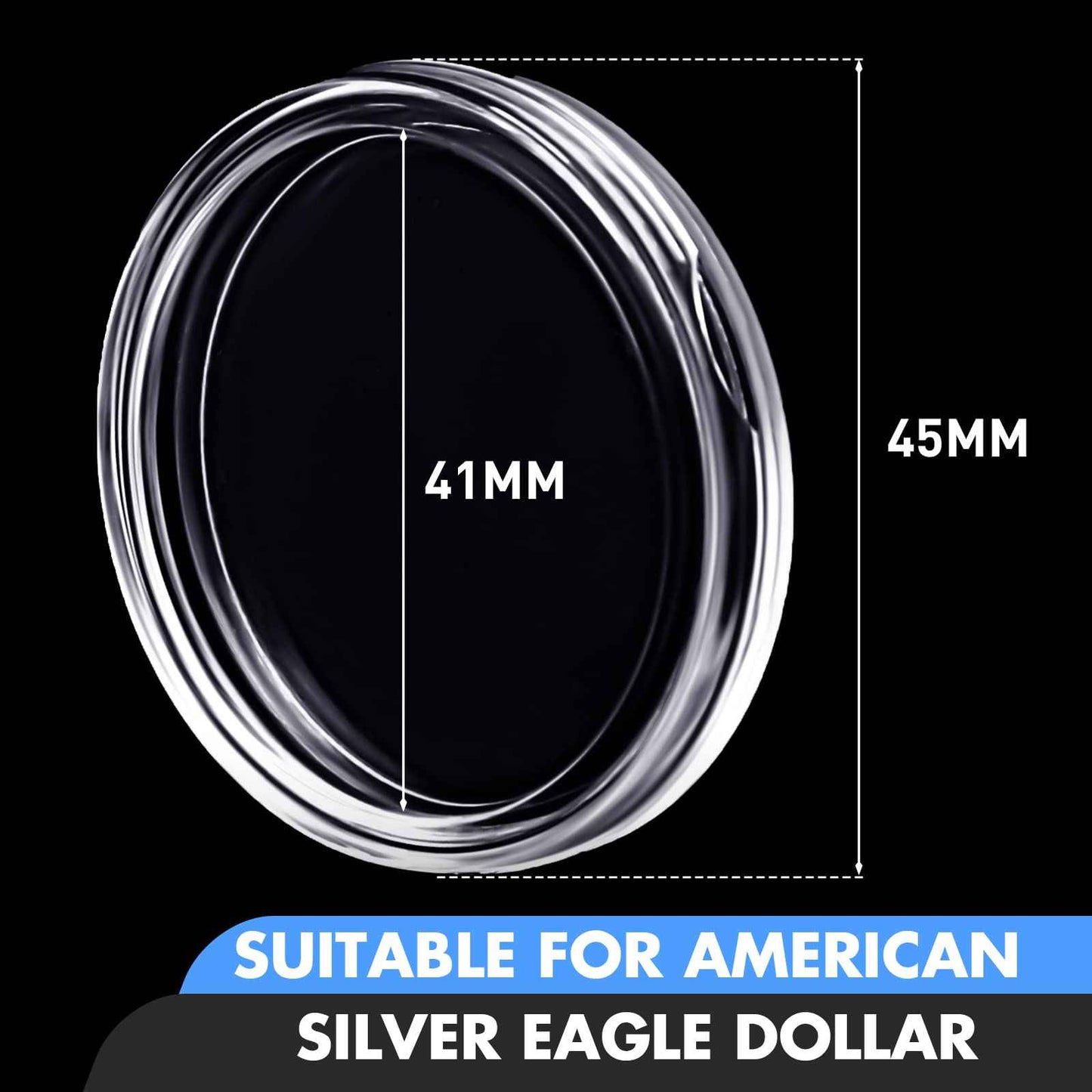 Silver Dollar Coin Case Holder for Collectors 40.6mm Silver Bar Plastic Round Coin Capsules Covers with Storage Organizer Box for Silver Bar Coin Collection Supplies (300)