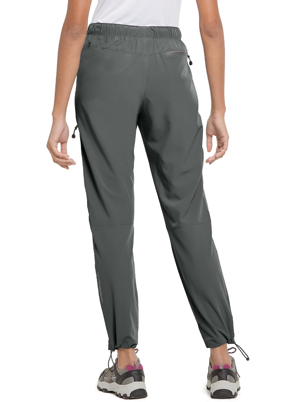 BALEAF Women's Hiking Pants Quick Dry Water Resistant Lightweight Joggers Pant for All Seasons Elastic Waist Steel Gray Size L, Capri