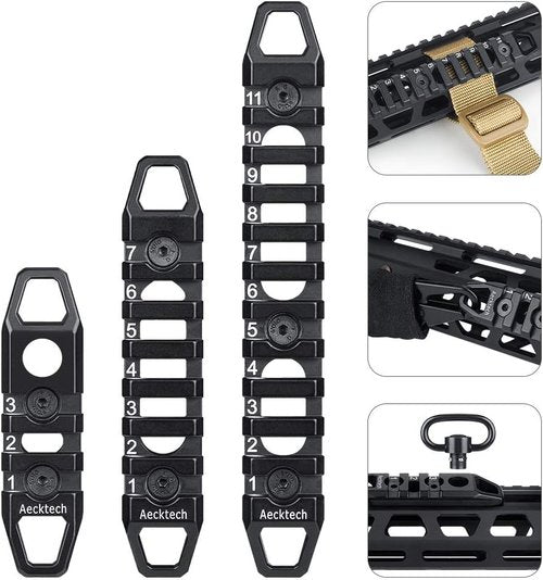 Aecktech Aluminum Rail Section Accessories - Compatible with MMlocks & KKeymods | 3-Slot, 7-Slot, 11-Slot Options