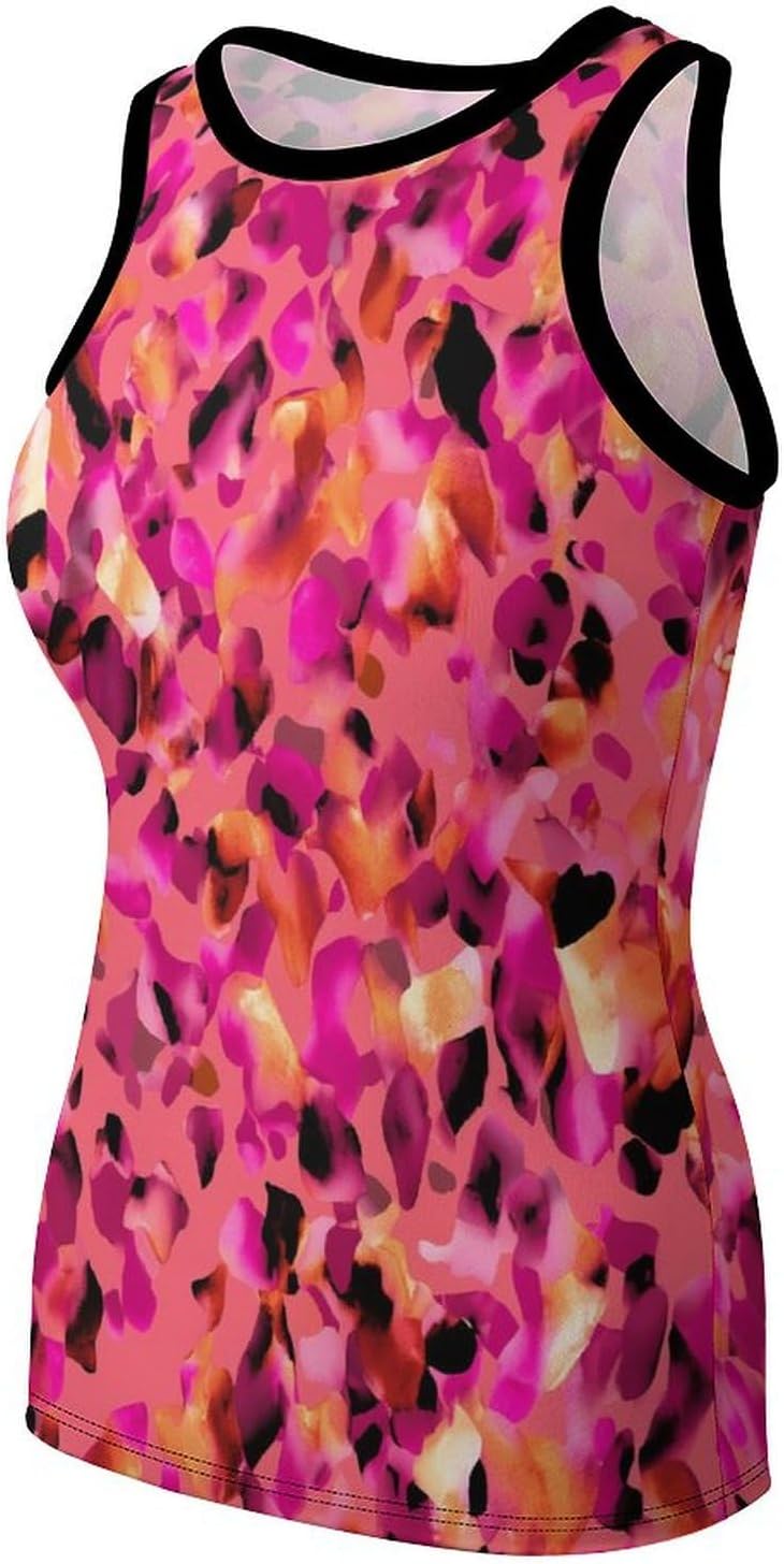 Skiennix Women's Leopard Print Sleeveless Tank Top - Slim Fitted Casual Summer Tee