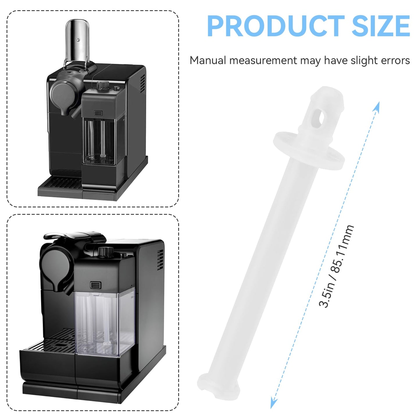5313253671 Milk Frothing Tube Pipe Replacement for DeLonghi Nespresso Lattissima One EN500 Suction Tube, Coffee Machine Pipe Replacement Parts, 2 Pack