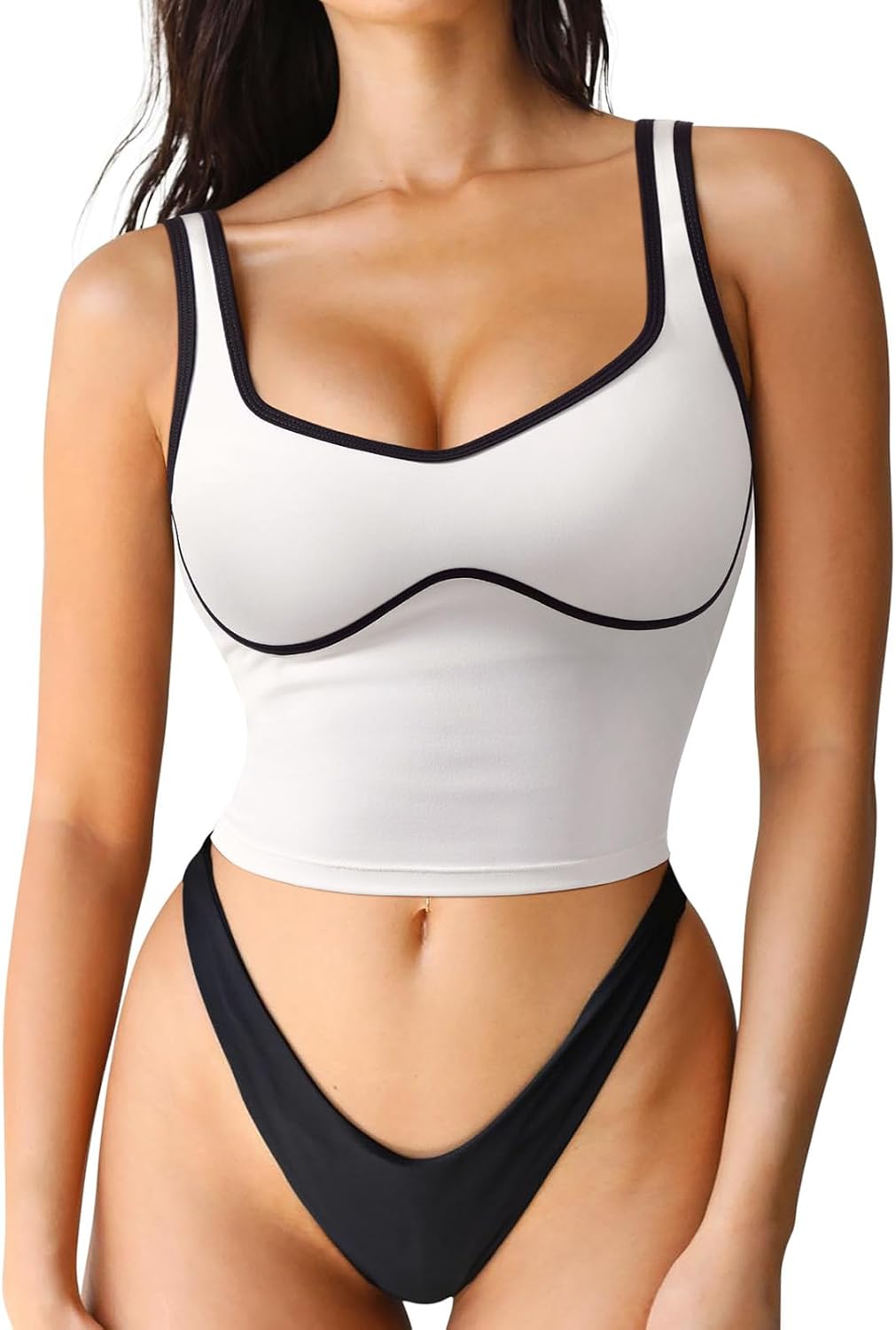 SUUKSESS Sports Bra - Sweetheart Neckline Padded Longline Crop Top for Women | Comfortable Workout Wear