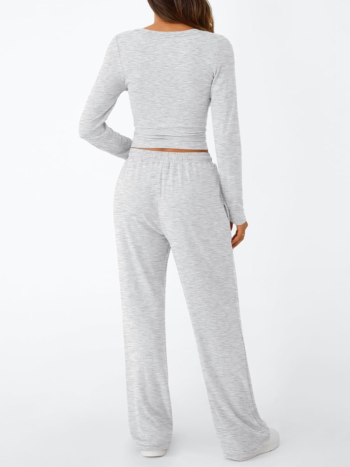 Trendy Queen Women's Lounge Set - Long Sleeve Top & Wide Leg Drawstring Pants with Pockets