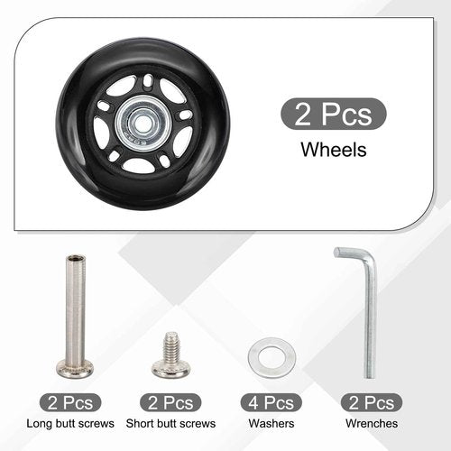 MECCANIXITY Luggage Wheels Replacement 68x24mm PU Suitcase Wheels Repair Kit Smooth Trolley Replacement Swivel Caster for Inline Skate Trolley Bag (Black, Pack of 4)