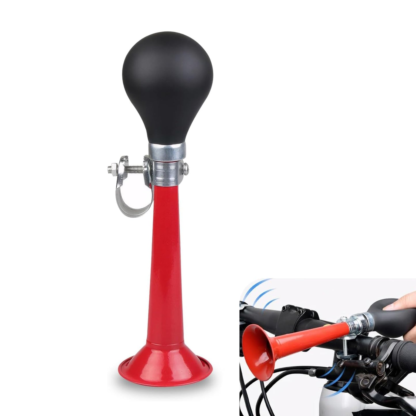 getfay Pack-1 Air Horn with Squeeze Ball, 7.87" x 2.16" Metal Horn Cycling Bell, Cycling Equipment Accessories, Universal for Most Bicycles, Mountain Bike (Red)