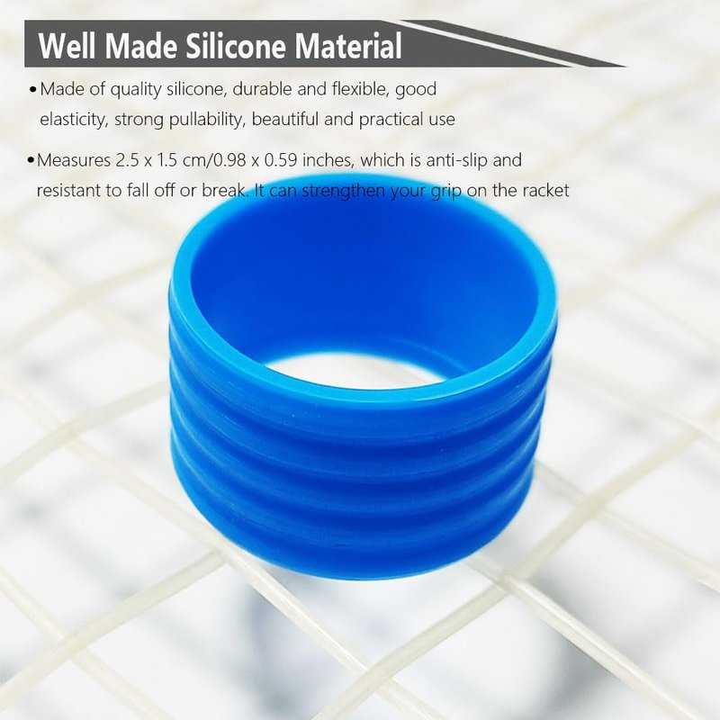 Tennis Racquet Grips Ring Tennis Racket Silicone Racquet Grip Ring Band Good Elasticity Non Slip for Tennis Badminton Squash Baseball Racquet Handle 5 PCS,Blue