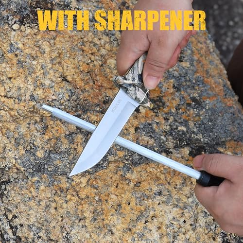 Kalkal 8-Piece Hunting Knife Set with Full Tang Field Dressing Kit for Deer, Skinner, Boning, Gut Hook & Camp