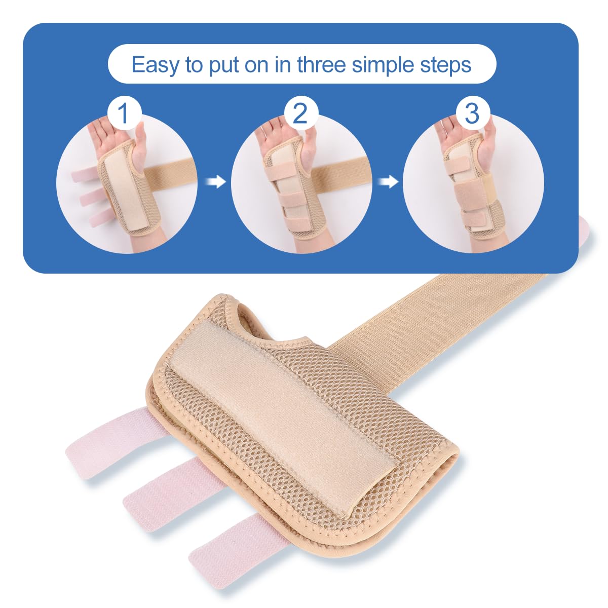 Carpal Tunnel Wrist Brace Night Support with Splints Right Hand, Hand Brace for Arthritis, Tendonitis, Sprain, Injuries, Wrist Pain Relief, Adjustable and Breathable