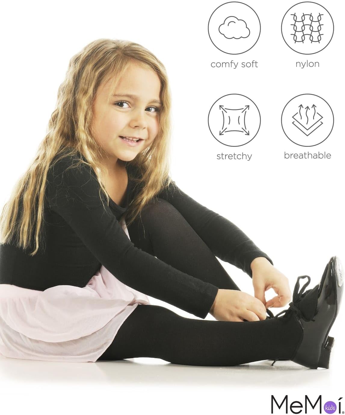 MeMoi Essential Sheer Nylon Tights - Ultra Soft & Lightweight for Girls | Sizes A-12