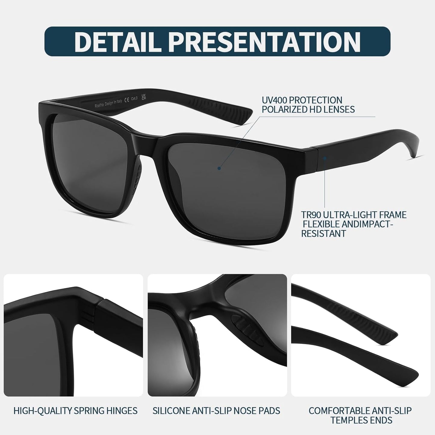 Skiennix Sports Sunglasses - Polarized UV Protection | Trendy Oversized Square Frame for Men