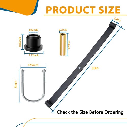CLUBRALLY Golf Cart Standard Rear Leaf Springs with Bushing and Sleeve Kit (2 Set), Fit for 2004-UP Club Car Precedent & Tempo & Onward Electric Golf Carts, OEM#102509301/103742301