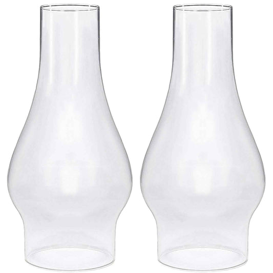 GXFCCYXT 2 Pieces 3 Inch by 8 1/2 Inch Clear Glass Oil Lamp Chimney Replacement for Vintage and Restoration of Antique Oil and Kerosene Lamps Fit #2 Size Burner Oil Lamps