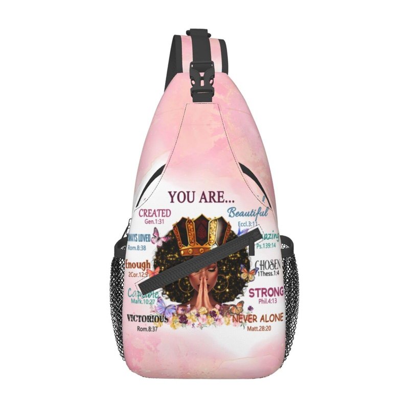 yngviud sling bag for women Sling Backpack Travel Hiking Daypack for Women Men Shoulder Bag for Casual Sport Climbing Runners African American Afro Woman (Glasses case included