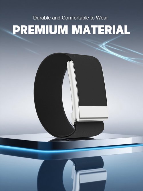 Fitcent Adjustable CoreKnit Bicep band Compatible with WHOOP 5.0 One+Peak WHOOP MG LIFE, Quik Drying Waterproof Bicep Bands with Stainless Steel U Shape for WHOOP LIFE ECG (Black, One+Peak)