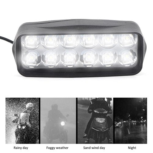 Estink Electro Tricycle Conversion LED Light, Universal 12LED Light Good Brightness 12V-80V Electro Tricycle LED Strong Light Tricycle Conversion Lamp for Motorcycles Electric Bike, 4.5x1.7x1.8in