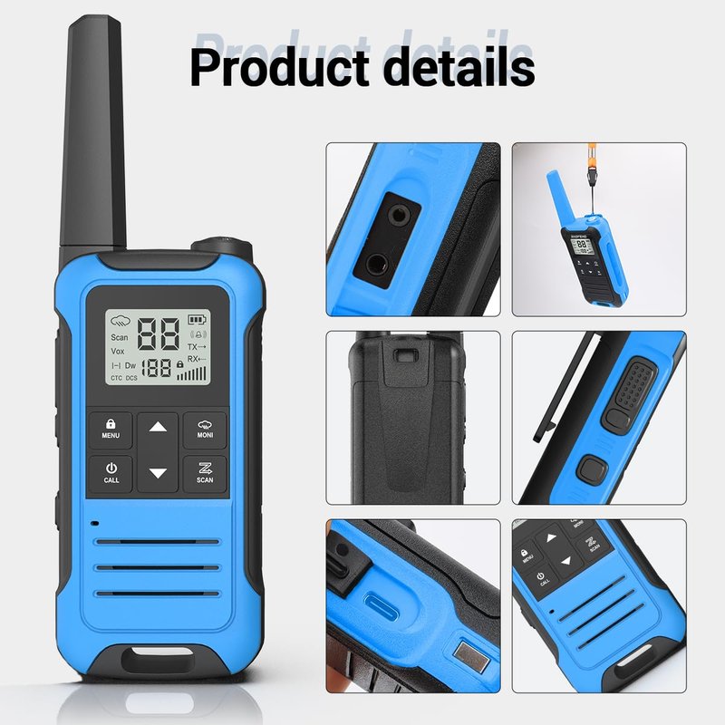 Walkie Talkies Long Range for Adults, Walkie Talkie Rechargeable Baofeng F22 FRS Radio Walky Talky Family Walkie-Talkie with 1400 mAh Battery NOAA USB-C Charger for Camping Hunting (2 Pack)