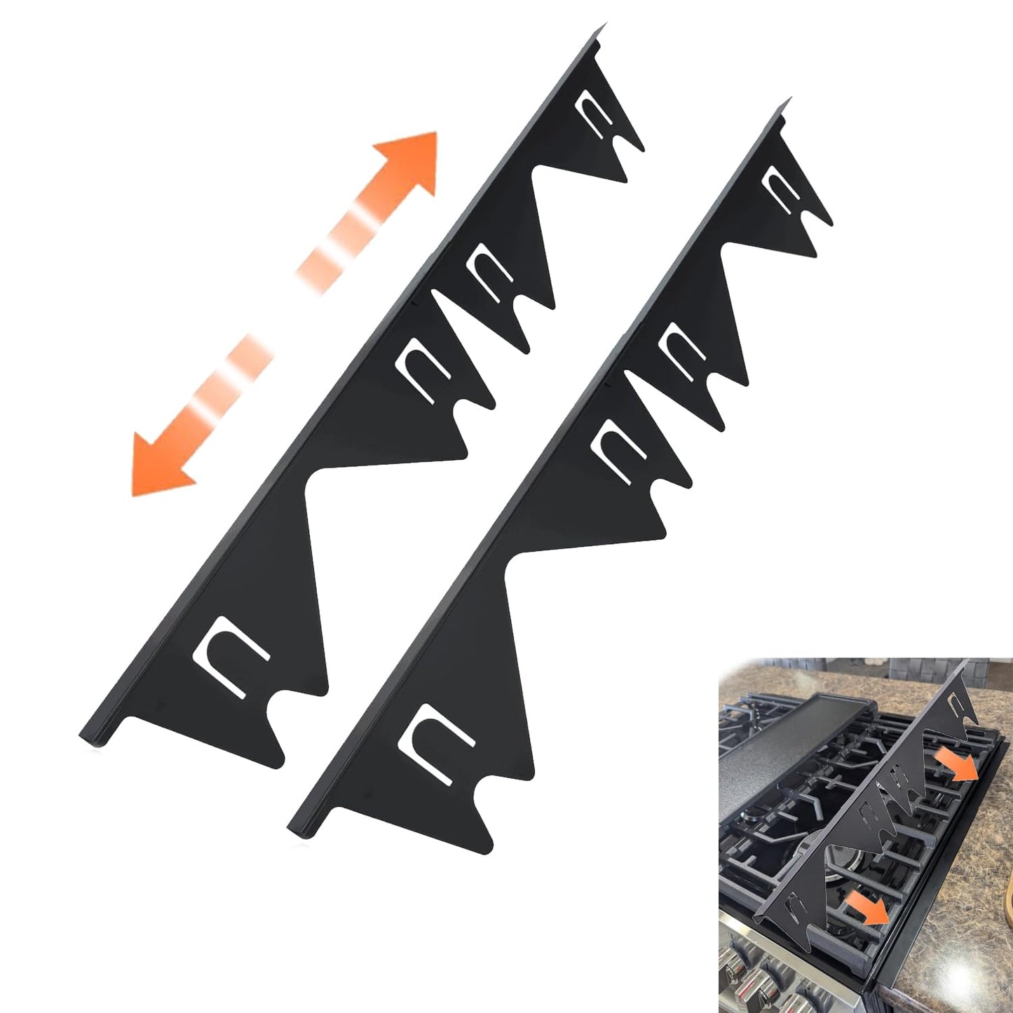 XYZsundy Stove gap filler with stove gap covers, Gap filler for stove and counter, dishwasher air gap, Oven gap filler retractable Length 13.8" to 27.6", Width 0.79",2Pcs Black