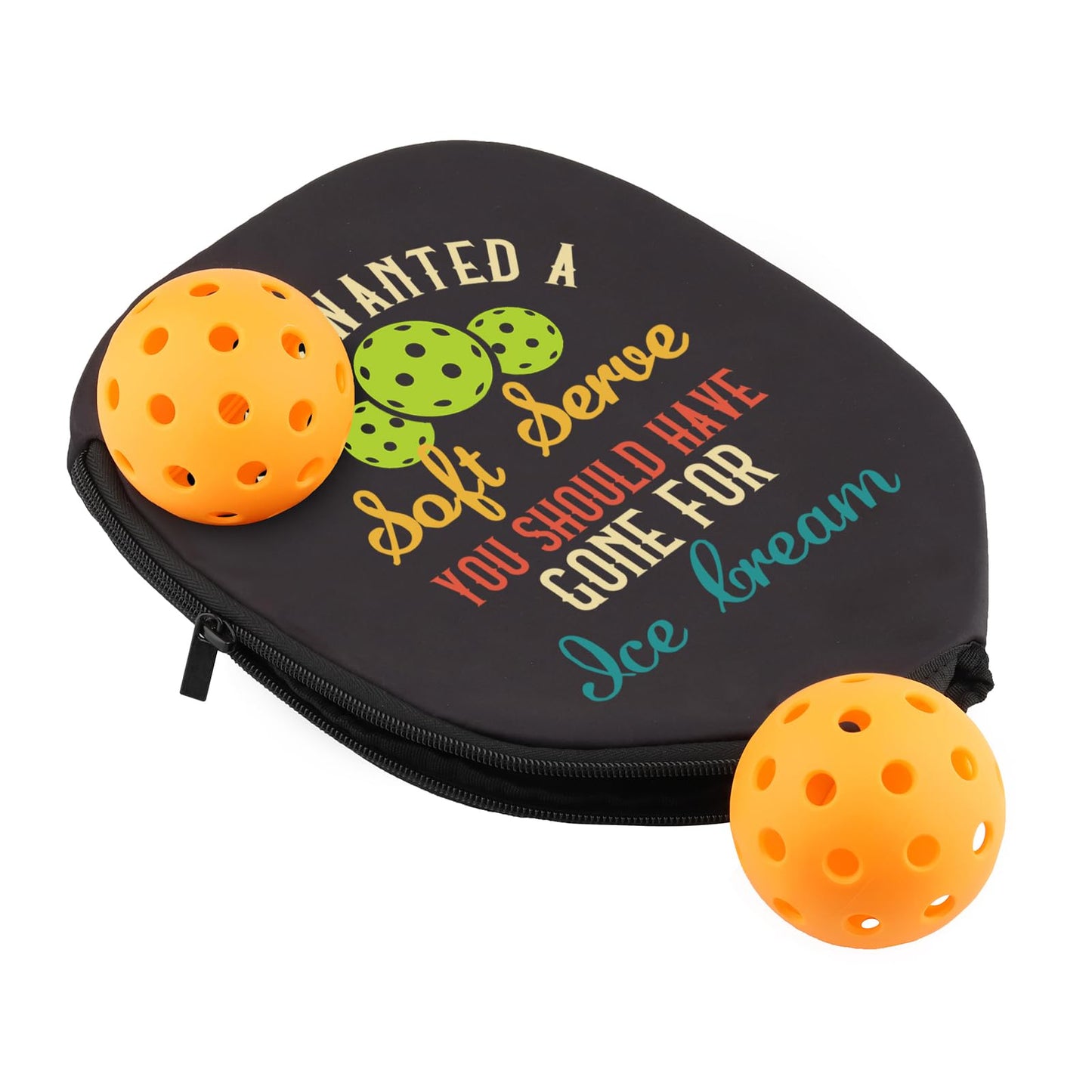 PWHAOO 2PC If You're Looking for A Soft Serve Go Get Ice Cream Pickleball Paddle Covers Funny Pickleball Paddle Pouch Gift (Get Ice Cream Paddle)