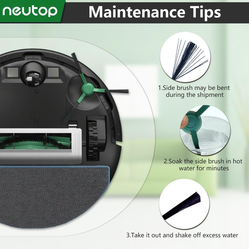 neutop Edge-Sweeping Brush Side Brush Compatible with iRobot Roomba 705/505/504/405/205/105/104/Essential Series Robot Vacuums, 12-Pack