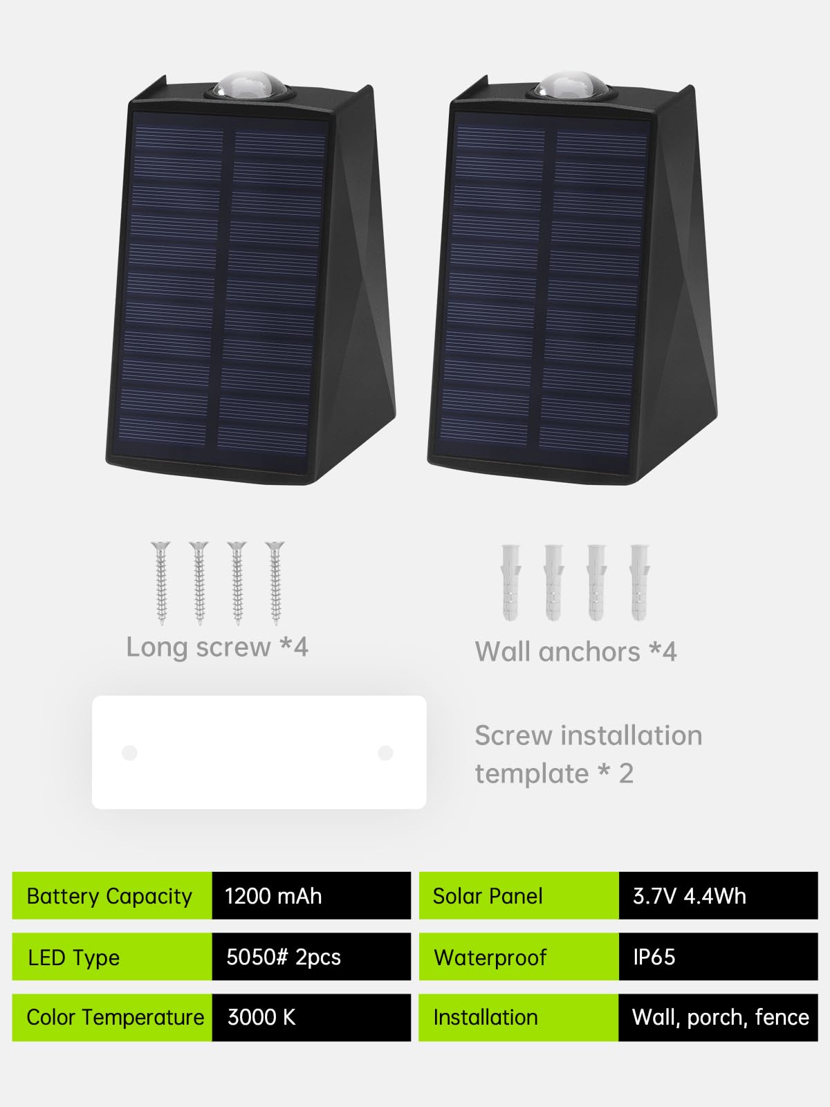 Mrzxy Solar Wall Lights Outdoor Waterproof, Up Down Sconce LED Solar Light IP65 Dusk to Dawn for Porch, Fence, Deck(Warm White, 2 Pack)