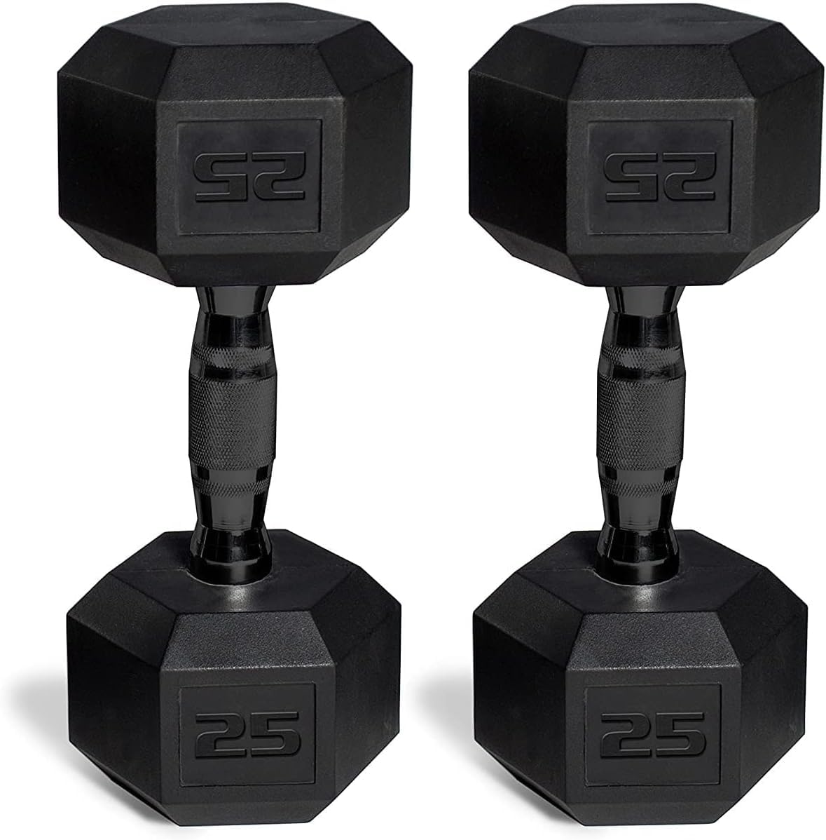 CAP 50 lbs Coated Dumbbell Set with Black handles, 25LBx2