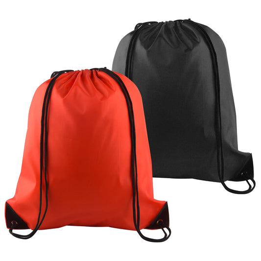 PLULON 2Pcs Drawstring Bags Bulk, Drawstring Backpack Red Black String Backpack Cinch Sack Sport Gym Backpack Bags for Yoga Traveling Outdoor Sports