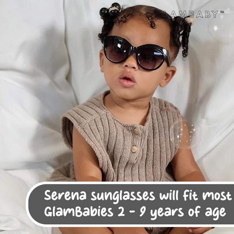 GlamBaby Serena Sunglasses for kids - 100% UVA/UVB Protection - Cat Eyed Kids Sunglasses - Lightweight, Stylish & Trendy Sunglass for Boys and Girls - Perfect for Children Aged 0-2 Years (Black)