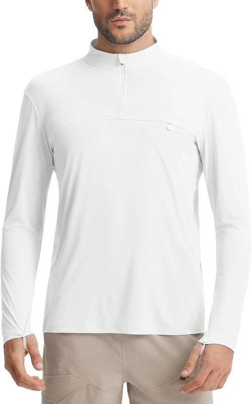 Baleaf Men's Long Sleeve Sun Shirt - Quick Dry Lightweight UV Protection | 1/4 Zip Hiking & Running