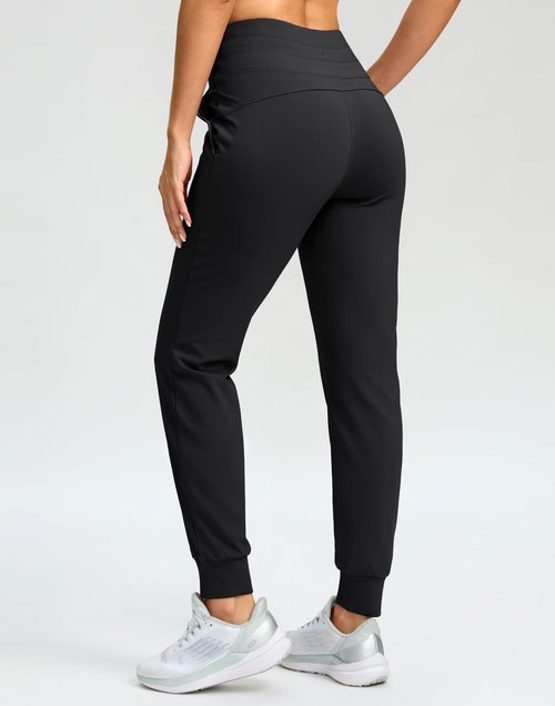 G Gradual Women's Fleece Lined Joggers 28"/30"/32" High Waisted Sweatpants Water Resistant Thermal Warm Pants Zipper Pockets(Black,30-Medium)