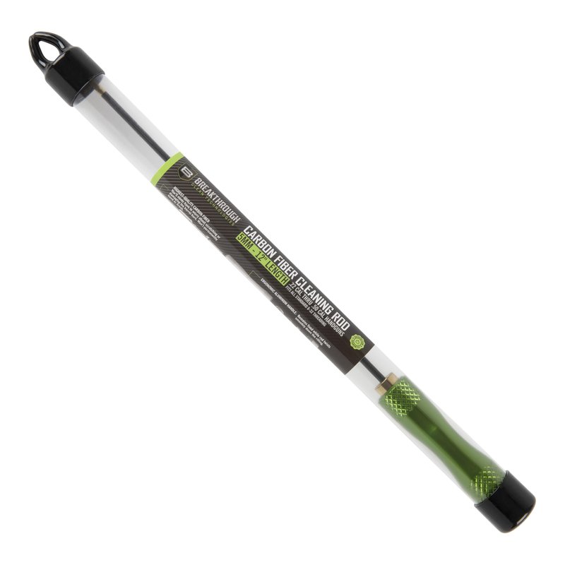 Breakthrough Clean Technologies 12" Carbon Fiber Cleaning Rod - Non-Abrasive Bore Protection with Rotating Ergonomic Aluminum Handle - Fits .22 to .50 Caliber & 5mm - Standard 8-32 Threading