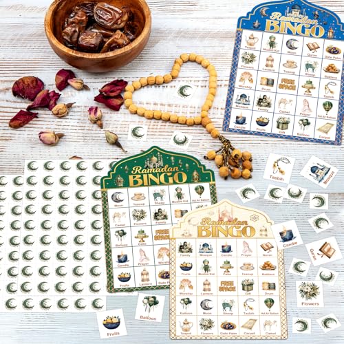 Ramadan Bingo Game for Kids - 24 Cards with Calling Cards