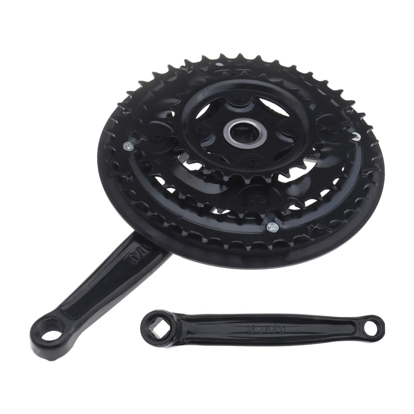 Micro Traders Mountain Bike Triple Crankset Kit 170mm Crank Arm Black 42/34/24T Chainrings with Bottom Bracket Fit for 5/6/7/8 Speed Most MTB