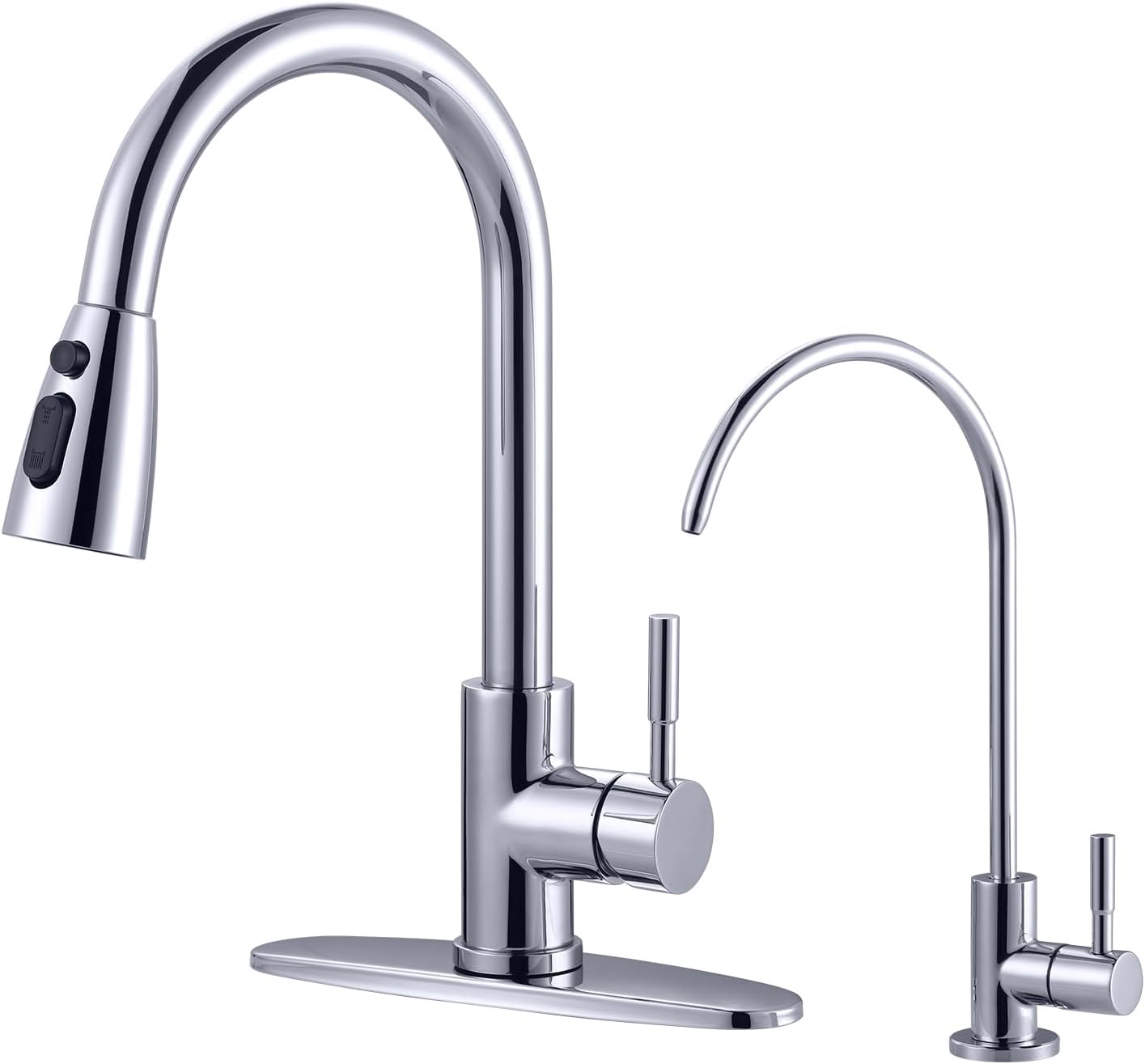 Stainless Steel Kitchen Faucet Combo with Water Filter - Brushed Nickel Sink Faucet for RO Systems