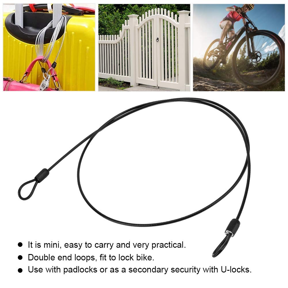 Steel Cable Security Lock – Double Looped Stainless Steel Bike, Scooter & Bag Lock – Flexible, Portable, Anti-Theft Wire Lock for Helmets, Sports Equipment & Luggage