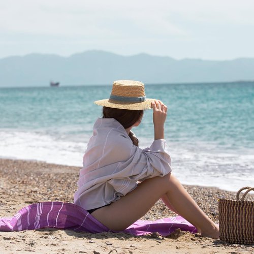 BAY LAUREL Turkish Beach Towel - Quick Dry, Sand-Free, Lightweight | 39 x 71 Inches, Travel Bag Included