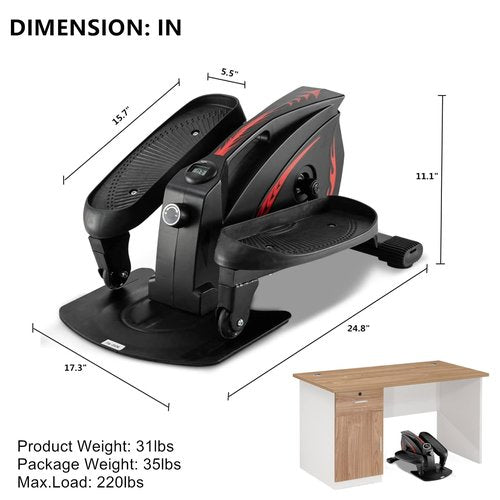 GREARDEN Under Desk Elliptical Machine,Mini Cycle Exercise Bike,Desk Elliptical Machine Trainer with Non-Slip Pedal,Display Monitor and Adjustable Resistance for Home Office Workout (Black)