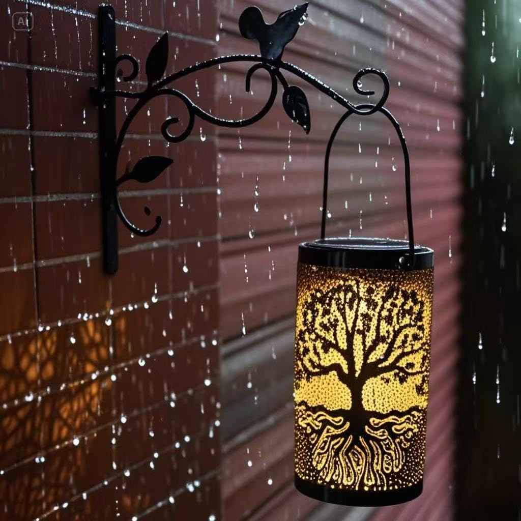 Solar Lanterns Outdoor Waterproof Hanging/Standing Solar Lights Tree of Life Metal Decor LED Lanterns as Gifts for Women Men for Landscape Garden Decor Yard Patio Lawn Tabletop Backyard Porch Pathway